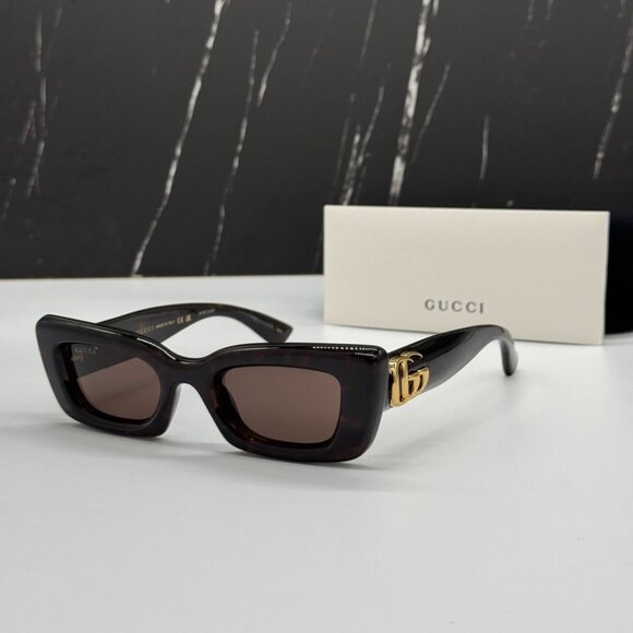 NEW GG1827S 002 GUCCI SUNGLASSES DARK HAVANA WOMEN EYEWEAR GUCCI - Picture 1 of 14